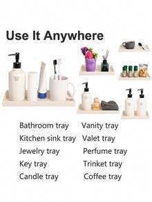 1/2 Pieces Vanity & Bathroom Tray – Silicone Countertop Organizer Tray; Waterproof Tray For Toilet Tanks, Perfume, Soap, Keys, And Bath Accessories; Non-Slip Tray For Kitchen And Bathroom Use - View 4