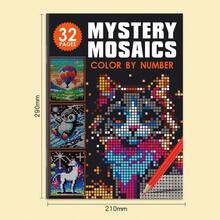 Buku Aktivitas Mewarnai Angka Mosaik Misterius 32 Halaman untuk Anak-Anak, Buku Kerja Mewarnai Puzzle Piksel, Mainan Edukasi Awal Membaca dan Menulis yang Menyenangkan untuk Balita dan Anak Prasekolah - Dark Grey - View 9