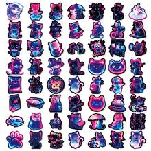56Pcs PP Fluorescent Neon Cool Cute Cat Stickers, Cyberpunk Decor Elements Of Astronaut, Wizard And Party‑Themed Kittens, Suitable For Notebooks, Suitcases, Game Console Shells, Water Bottles, Storage Boxes, Desks - Multicolor - View 9