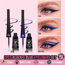 MISSLYN 2pcs Eyeliner Liquid Set, Vegan, Cruelty-Free, Waterproof, Smudge-Proof, One-Stroke Line, High Pigment, Long-Lasting, Suitable For Teenagers, Beginners, Makeup Enthusiasts, Back To School, Commuting - #Set 1 - View 12