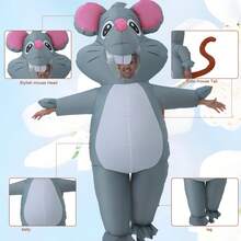 Inflatable Mouse Costume, Suitable For Women And Men Adults, Cosplay Party Inflatable Full Body Mouse Suit, Inflatable Costume, Halloween - Mouse - View 2