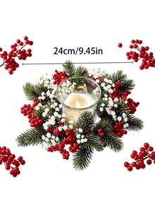 1pc Realistic Candle Rings/Candle Holders Are Suitable For Home, Christmas, Doorway, And Table Decorations (Compatible With Column Candles). They Are Durable And Perfect For Holiday Wreaths And Party Setups. - Multicolor - View 2