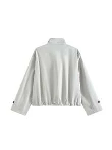 Korean Style Fashion Design Double Breasted Jacket Autumn Winter New Popular Item French Slouchy Chic Versatile Short Women's Top - Grey - View 5