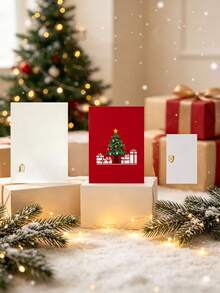 Personalized Custom 3D Pop-Up Christmas Card, Christmas Tree, 3D Greeting Card, Featuring Snowy Village And Christmas Tree, Merry Christmas Card Suitable For Women, Men, Mothers, Fathers, Daughters, Sisters, Wives, Friends And Family - Single Piece - View 6