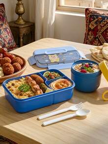 SEAL LOCK Large Capacity School Lunch Box (Includes Fork & Spoon), Cute Cartoon Bento Box, Reusable Lunch Container, Microwave , Lunch Bag, Suitable For Home, School, Office, Travel, Back To School Season, Outdoor Picnic - Multicolor - View 12