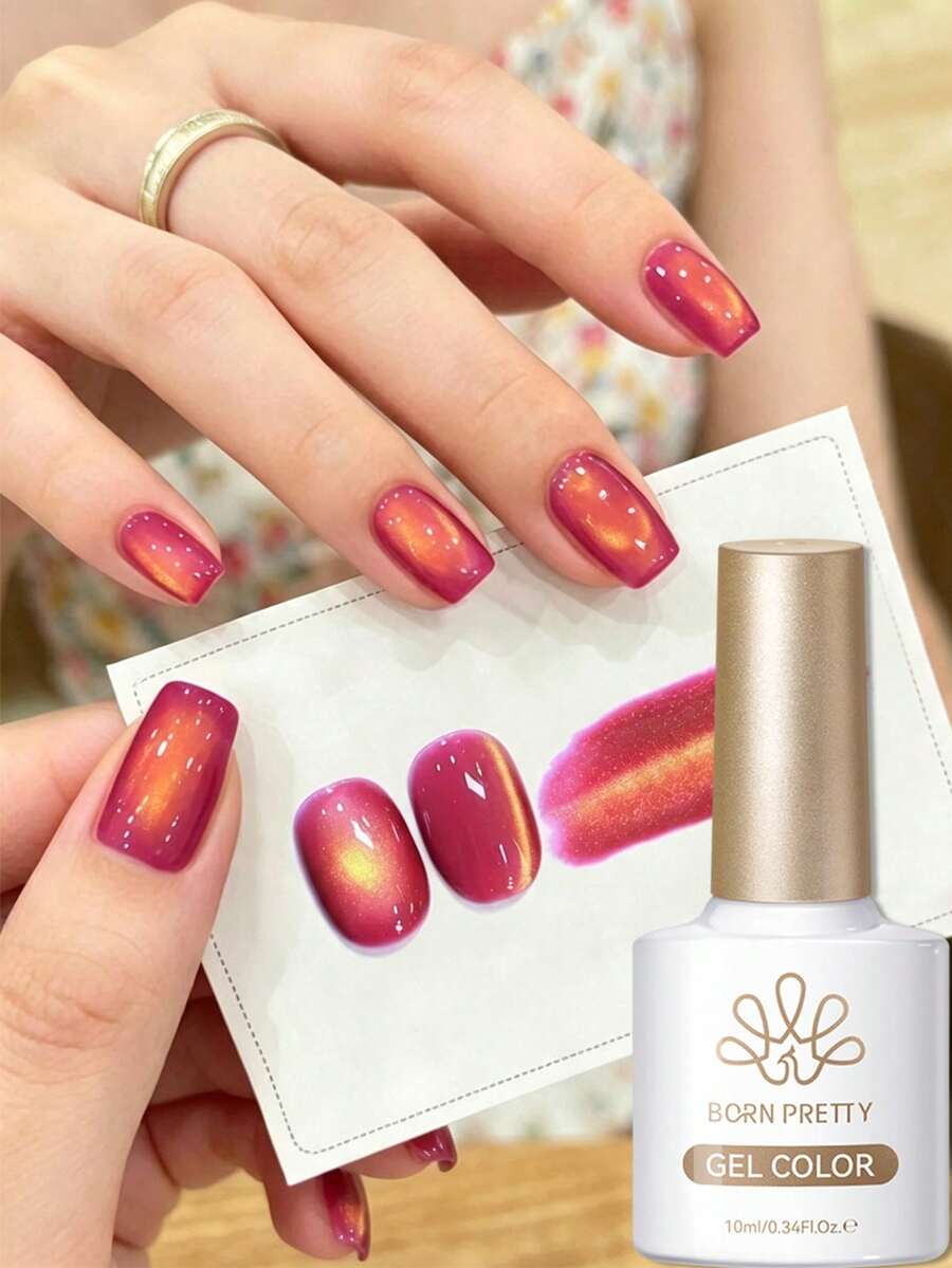 BORN PRETTY 10ml 玻璃貓磁性凝膠指甲油 UV LED 葡萄金浸泡式脫色 DIY 美甲,適合派對與日常美甲設計 - 玫瑰紅 - 查看 1