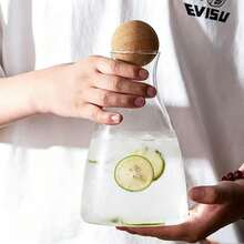 High Borosilicate Glass Cold Water Pitcher, Large Capacity Household Juice Pitcher With Lid, High Temperature Resistant Striped Water Pitcher, 1800ML/2200ML/1650ML/1300ML, Kitchen Transparent Water Pitcher With Stainless Steel Lid. - 018 Water Bottle (1900ML) - View 3