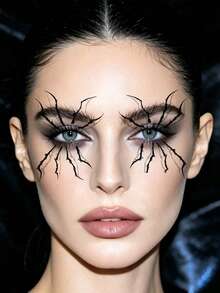 6 Sheets Halloween Spider Leg Temporary Tattoo Stickers For Eyes, Holiday Party Face And Eye Makeup Fake Tattoo Stickers - Multicolor - View 6
