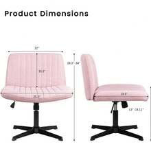 Criss Cross Chair, Vanity Chair,  Padded Desk Chair With Height Adjustable, Armless Wide Swivel Mid-Back Vanity Chair, 120° Rocking Ergonomic Computer Task Chair For Home Office, Makeup & Small Spaces - Pink - View 2