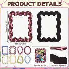 1 Set Asymmetrical Magnetic Photo Frames Fridge Magnets, Cute Decorative Magnetic Photo Frame Set, Suitable For Refrigerator, Whiteboard, Dorm, Office And Home Cabinet Photo Decoration, Birthday Party Decor, Christmas Family Photos - Multiple Styles - View 5