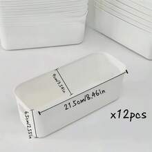 10pcs Stackable Plastic Storage Boxes With Handles, Suitable For Office, Home, Closet, 5pcs/2pcs Multi-Functional Storage Baskets, Durable Containers For Socks, Underwear, Stationery, Cosmetics, Space-Saving Drawer-Style Storage Boxes - White - View 3