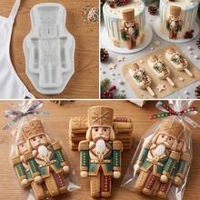 1PC Christmas Nutcracker Soldier Silicone Mold, Fondant Baking Mould For Cake Decorating - Beige - View 4
