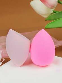 2pcs Water Drop Makeup Sponges Expand When Wet, Non-Absorbent + Convenient Mesh Storage Bag - Multicolor - View 7