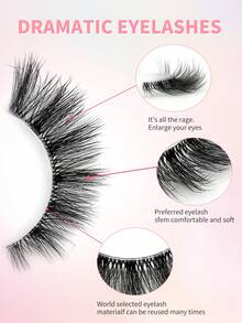 ENCHUW 5 Pairs Messy Natural Cat Eye Lashes Clear Band Lashes Cat Eye Look Wispy Lashes Eye End Elongated Full Strip Soft Natural False Eyelashes - Black - View 3
