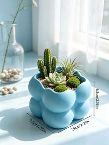 3D Printed Square Cloud Bubble Planter, Rounded 3D Textured Succulent Cactus Planting Pot, INS Style Desktop Gardening Potted Plant Decor - Multicolor - View 11