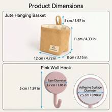 1 Set Jute Foldable Storage Basket, Multi-Functional Desktop Organizer For Cosmetics, Stationery, Home Office, Dorm Decor, Bedroom, Living Room, Perfect Gift, Portable Space-Saving Container For Organization - Multicolor - View 7
