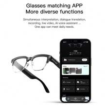 Fashion AI Smart Glasses, Supports 100+ Languages Voice Translation, 800W Camera, Vlog Recording, Bluetooth Calls, Music And Voice Recording, Modern Half-Frame Design, Unique Gift For Christmas, Birthday And Special Occasions - View 7