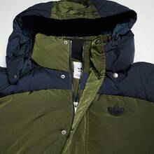 Adidas Men's Vintage Workwear Sports Hooded Down Padded Jacket, Autumn/Winter, JD3754 - Army Green/Navy Blue - View 2