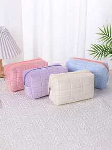 1/2/4pcs Makeup Bag, Portable Zipper Storage Bag, Makeup Brush Holder, Travel Toiletry Bag; Multi-Color And Multi-Style Options, Multi-Functional Large Capacity Makeup Bag. Simple And Cute, Suitable For Campus And Office Scenarios; A Quality Gift For Back To School, Valentine's Day, Birthday, Spring Festival And Other Holidays, Also Suitable As A Study Gift For Friends. - Multicolor - View 14