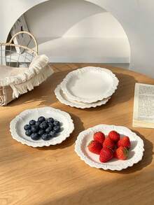 1pc/2pcs/4pcs French Palace Style Embossed Ceramic Plates, 6.5 Inch Elegant Dessert/Cake Plates, Afternoon Tea Snack Plates, Appetizer/Pickle Plates, Fruit/Candy Plates, Suitable For Home & Commercial Use, Microwave/Dishwasher/Oven - Multicolor - View 8