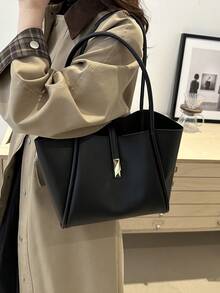 New Luxury Solid Color Versatile Women Shoulder Handbag , Office,Bags For Woman,Tote Bag,Black Bag - Black - View 6