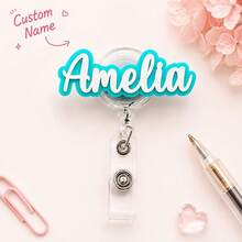 Customizable Text & Name Retractable Badge Reel, ID Clip, Healthcare Worker Name Tag, Office Badge, Stethoscope Accessory; Gift For Nurses & Doctors - Multicolor - View 15