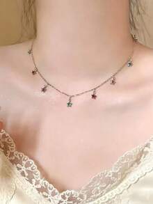 多巴胺彩色水晶項鍊 女款 高端小眾鎖骨鍊 - 彩色的 - 查看 4