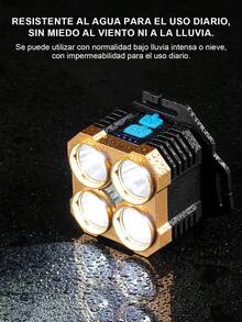Faro frontal impermeable y de alta luminosidad con 5 luces LED,carga USB,Linterna frontal LED de alta potencia, linterna superbrillante,recargable,lámpara de trabajo de emergencia portátil impermeable,cómodo de usar,adecuado para trabajo nocturno al aire libre como acampar,pesca nocturna,reparaciones,etc. - Negro - Ver 10
