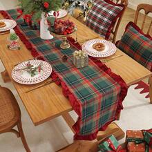 1/2/4pcs Christmas Plaid Dual-Tone Velvet Fabric Ruffle Edge Napkins, Suitable For Christmas Holidays And Home Decor - Multicolor - View 20