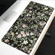 Green Leaves And Pink Flowers Mouse Pad Gamer XL Large Mousepad XXL Mechanical Keyboard Pad Natural Rubber Non-Slip Soft Table Mat - View 4
