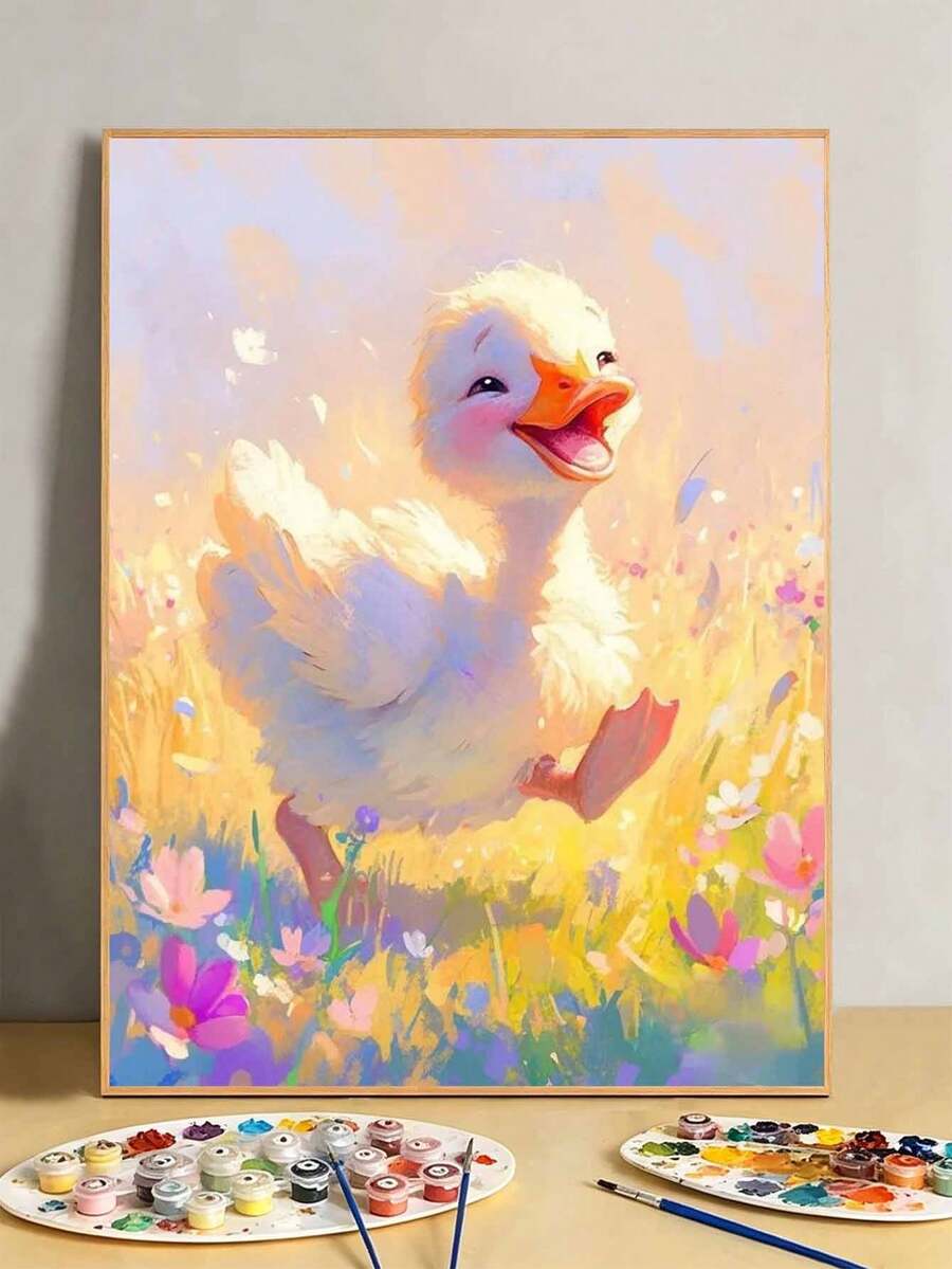 DIY Cute Happy Duckling In Flower Field (Frameless 8x12 / 16x20 Inches) Paint By Numbers Kit (Acrylic) Arts & Crafts For Adult Beginners, Home Wall Decor, And Holiday Gifts - Sets - View 1