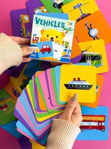beartale 54pcs Toddler Flash Cards, Cute Animal & Fruit Learning Cards, Educational Preschool Toy, Montessori Toy, Double-Sided Rounded Corners, Sensory Toy, Early Learning Gift, Birthday Gift - Multicolor - View 2