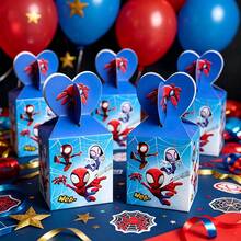 1set/6pcs Comics Network Theme Party Packaging Box, City Hero Pattern Paper Gift Box, Birthday Celebration, Theme Party, Party Snack Storage And Event Gift Box - Multicolor - View 2