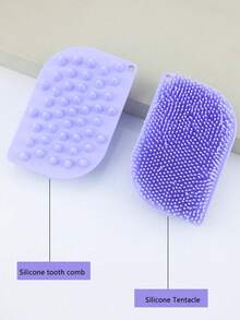1pc Silicone Scalp Massager Shampoo Brush, Scalp Cleaning Comb, Silicone Bath Brush, Dry And Wet Use Body Scrubber - Multicolor - View 5