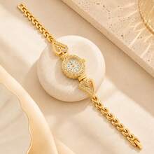 1pc Vintage Gold Women's Quartz Watch With Rhinestone Oval Dial, Women's Jewelry Gift Watch - Style 1 - View 5