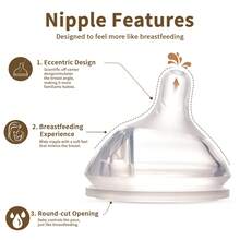 1 Pc New Anti Colic System 160ml/240ml Wide Neck Silicone Nipple Glass Baby Bottle For Newborn Breastfeeding Babies Infant Gift Set - Lilac 240ML 6month+ - View 4