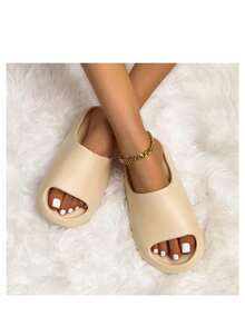 GETAC Chanclas Pantuflas Sandalias de moda EVA con Plataforma Gruesa 4 cm XL Suela Antiderrapante para Mujer y hombre Chanclas Suaves Secado rápido - Camel - Ver 6