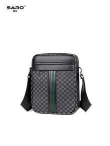 saroxi Men's Crossbody Bag With Vintage Pattern, Side Pocket Bag, Shoulder Bag, Small Pouch, Multi-Functional For Commuting And Casual Use, Minimalist Style, Black Phone Bag, Gift For Men, Boyfriend, Fashion - Multicolor - View 7