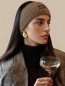 1/4pcs Solid Color Casual Polyester Knit Headband, Autumn/Winter Warm Style - Multicolor - View 1
