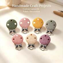 4/14pcs Floral Embossed Silicone Handmade Clips, 3-Hole Metal Alligator Clips, Suitable For DIY Lanyard And Ribbon Making, Multi-Color Decorative Fixing Clips - Embossed 3-hole Clip - View 5