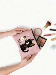 Cute Cat Pattern Handbag, Daily Toiletries Makeup Bag, Zipper Makeup Bag, Storage Bag, Lightweight Travel Storage Bag, Small Storage Bag, Easy To Categorize, Easy To Carry, Suitable For Daily Use, Commuting, Back To School Season, Stationery Storage, Cosmetics Storage, Perfect Daily Gift For Family And Friends - Multicolor - View 8