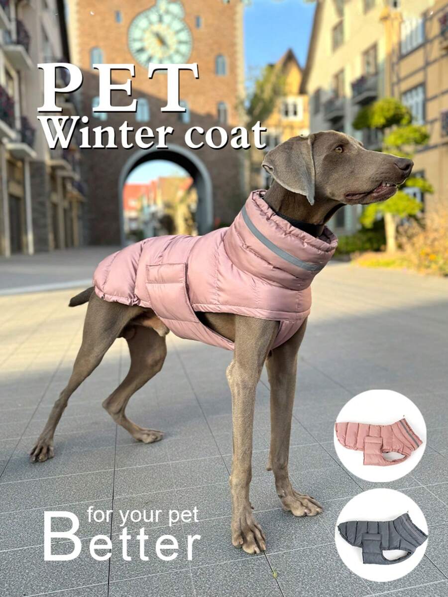 Pet Cotton Down Jacket, 3-Layer Insulation, Warm & Windproof, Adjustable Dog Coat, Water-Resistant With Reflective Strip, Suitable For Large, Medium, Small Dogs, Indoor & Outdoor Cold Weather Dog Vest
