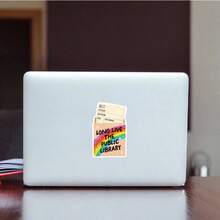 1/3/5PCS Waterproof PP Synthetic Paper Sticker, Long Live The Public Library Rainbow Library Card Decal, Bookish Reader Self‑Adhesive Sticker For Journal Notebook Flask, Bookworm Back‑To‑School Gift For Book Lovers - A - View 2