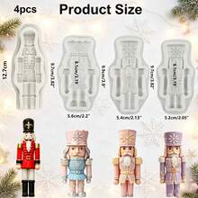 Nutcracker Silicone Mold Christmas, Icing Resin Baking Mold For Cake Decor, DIY Candy Chocolate Cookie Sugar Art Tool, Non-Stick Mold For Candle & Clay Making, Reusable Holiday Baking Supply - Beige - View 13