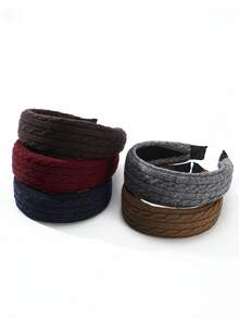 1PC Women's Solid Color Autumn/Winter Knitted Cable Pattern Wide Headband, Versatile Hair Accessory For Daily Wear/Date/Commute - Multicolor - View 6