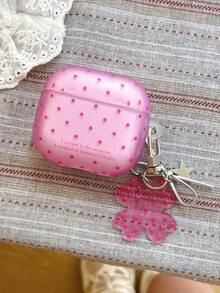 Minimalist Matte Polka Dot Protective Case Compatible With Airpods 4, Pro 3, Pro 2, 3, 1/2 Wireless Bluetooth Earphone Shell, Korean Style - Rose Pink - View 2