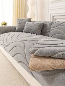 1 Stück Herbst/Winter Plüsch verdickter warmer bequemer Sofasitzbezug, Raumdekoration moderner minimalistischer rutschfester Sofakissenbezug, maschinenwaschbar handwaschbar Sofabezugstoff, frische Mode weich nicht verblassend nicht abwerfend Schlafzimmerdekoration haustierfreundlicher Schutzbezug, verstellbarer Ecksofa-Bezug geeignet für Schlafzimmer, Büro, Wohnzimmer Kombinationsmöbel, L-förmiges Sofa und 1234-Sitzer Sofa - Hellgrau - Übersicht 5