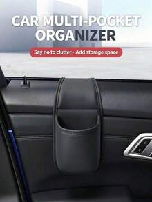 1pc Car Multi-Function Storage Pocket, Car Door Side Cup Holder, Car Seat Organizer Bag, Car Interior Phone Holder, Bluetooth Earphone Data Cable Lipstick Cosmetic Storage Bag, Car Side Storage Mini Trash Can, Car Storage Essential - Multicolor - View 11