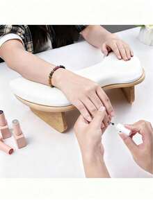 Butterfly Slanted Nail Art Hand Pillow, Dual Hand PU Nail Art Table Armrest, Comfortable Nail Art Table Support (White) - White - View 2