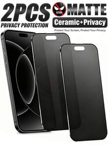 2 Packs Ceramic Matte Privacy Screen Protector, Outdoor Anti-Spy Matte Soft Film, Anti-Fingerprint Smooth Touch Easy Apply, Case-Friendly, Compatible With IPhone 18 Pro/18 Pro Max/18 Ultra/17 Pro Max/17 Pro/17 Air/16 Pro Max/16 Pro/15 Pro Max/15 Pro/15/14/13/12/11 - Black - View 21